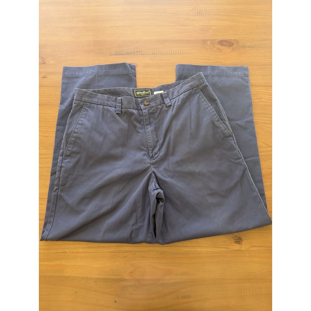 Eddie Bauer Men’s Chino Pants 35x30 | Slate Blue Cotton Khakis | Outdoor Casual